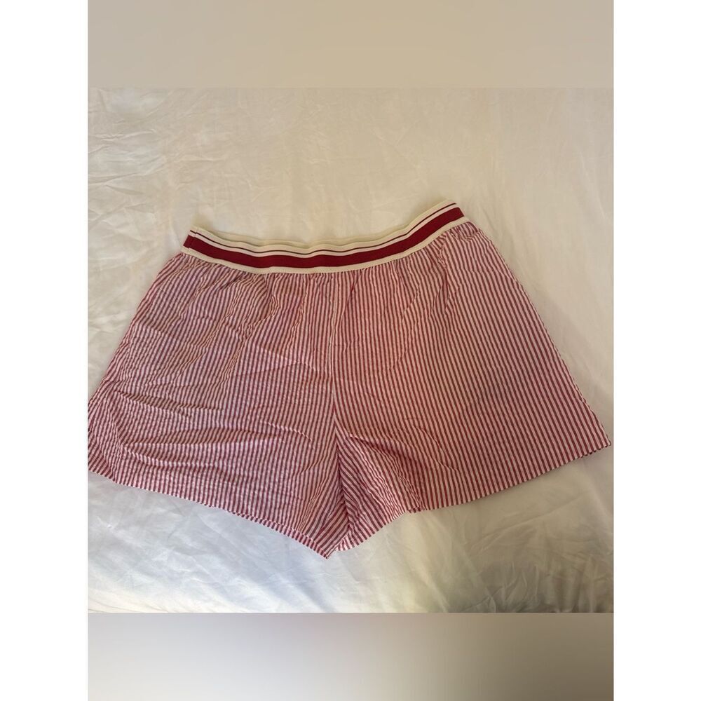Zara Redβand White Striped Elastic Waist Shorts